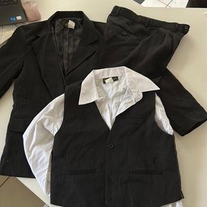 Four piece Boys Suit- Black Pinstripe